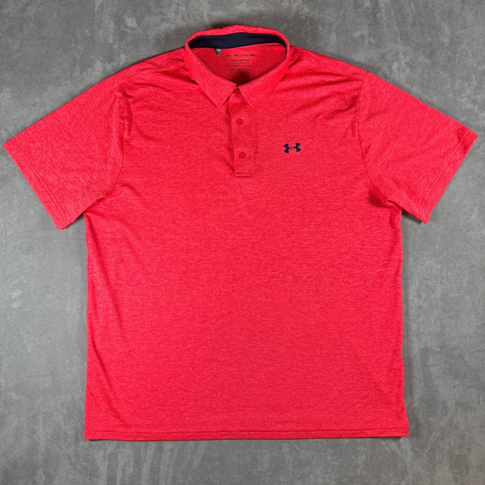 Under Armour Men's Playoff Polo Shirt XXL Red Heather Short Sleeve Golf